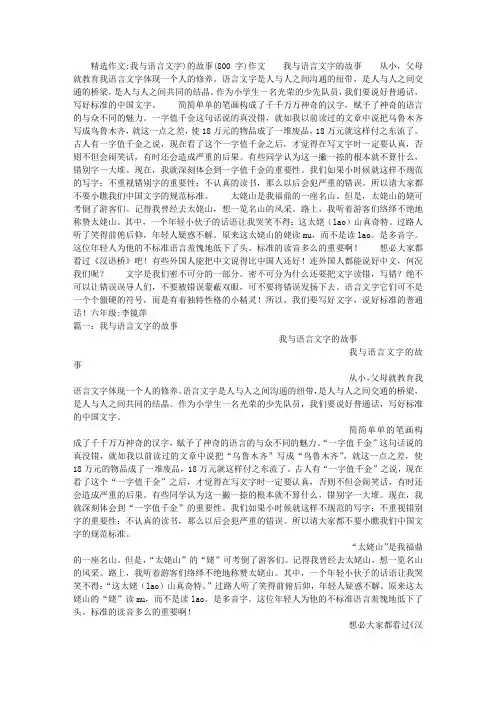 我与语言文字)的故事(800字)作文