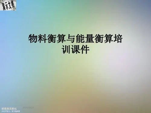 物料衡算与能量衡算培训课件