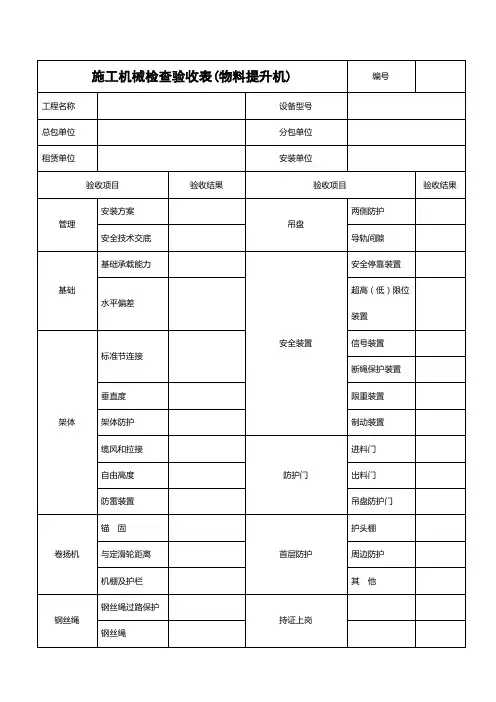 施工机械检查验收表(物料提升机)