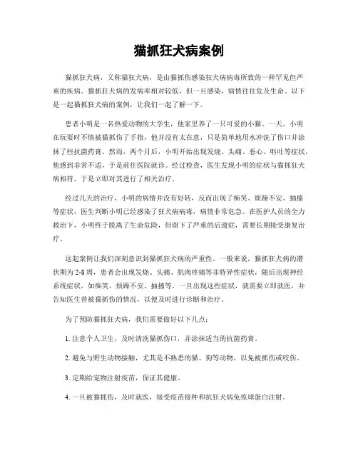 猫抓狂犬病案例