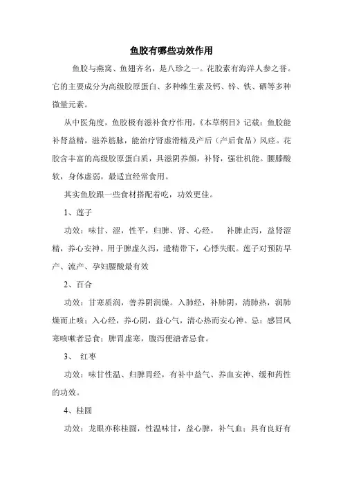 鱼胶有哪些功效作用