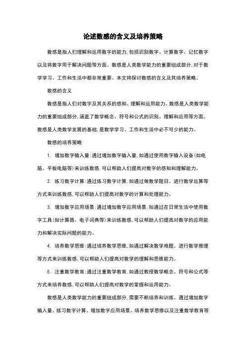 论述数感的含义及培养策略