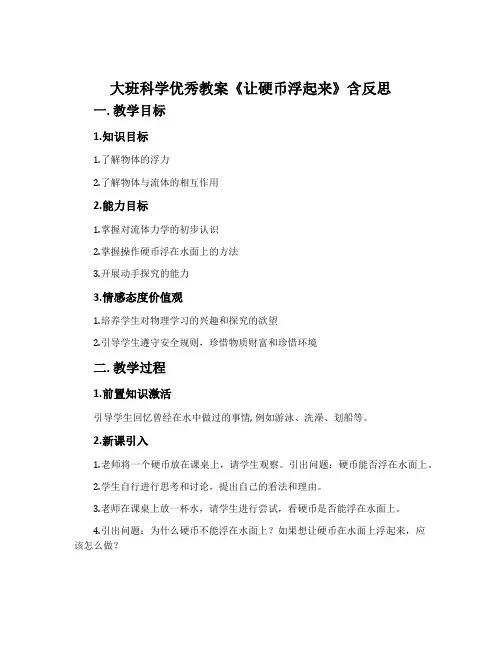 大班科学优秀教案《让硬币浮起来》含反思