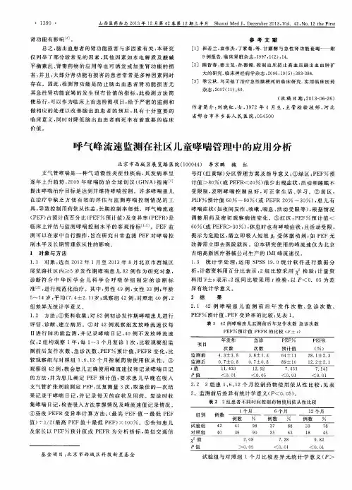 呼气峰流速监测在社区儿童哮喘管理中的应用分析