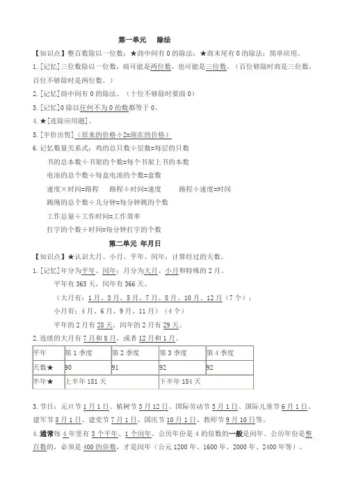 苏教版三年级下册数学知识点整理[1]