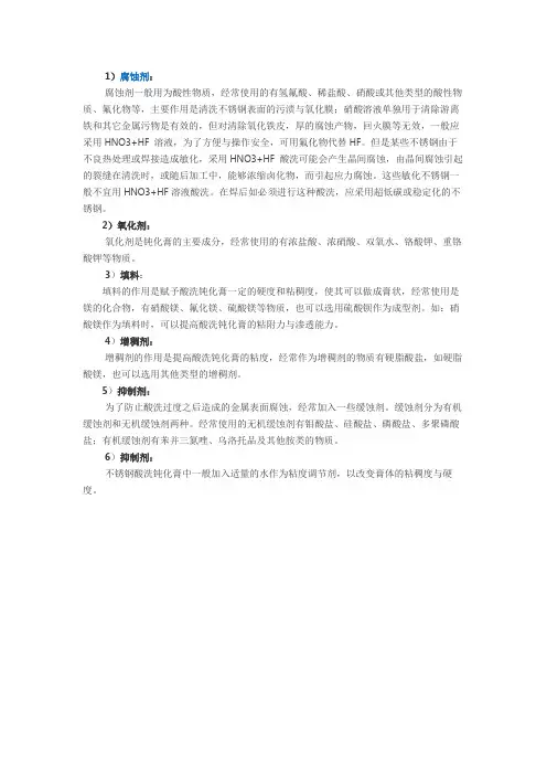 不锈钢酸洗钝化膏