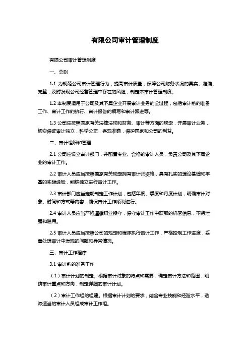 有限公司审计管理制度