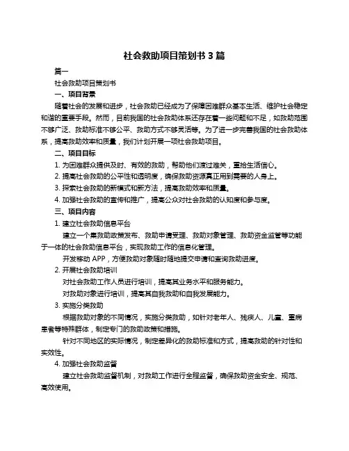 社会救助项目策划书3篇