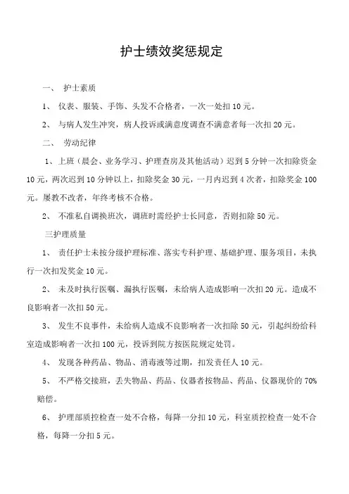 护士绩效奖惩规定
