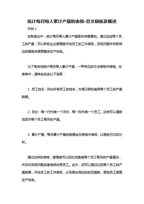 统计每月每人累计产量的表格-概述说明以及解释