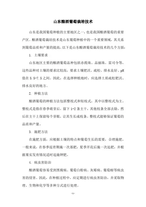 山东酿酒葡萄栽培技术