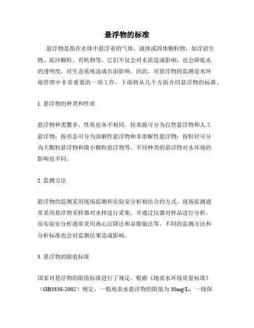悬浮物的标准