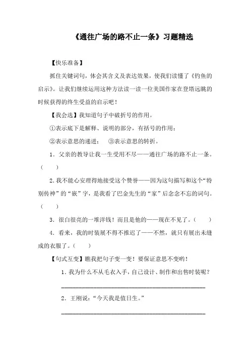 《通往广场的路不止一条》习题精选