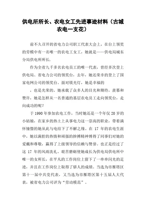 供电所所长、农电女工先进事迹材料(古城农电一支花)