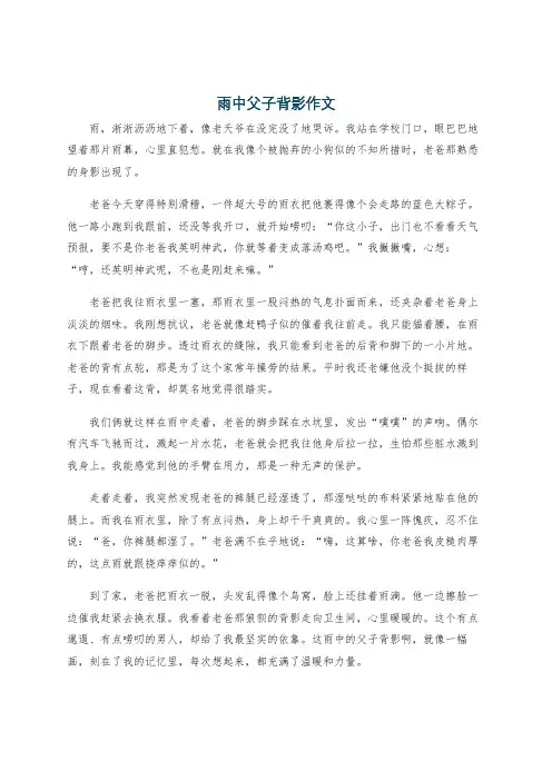 雨中父子背影作文
