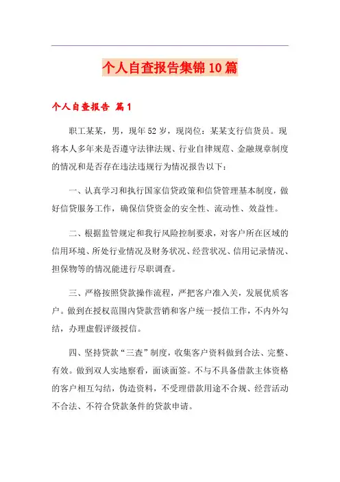 个人自查报告集锦10篇