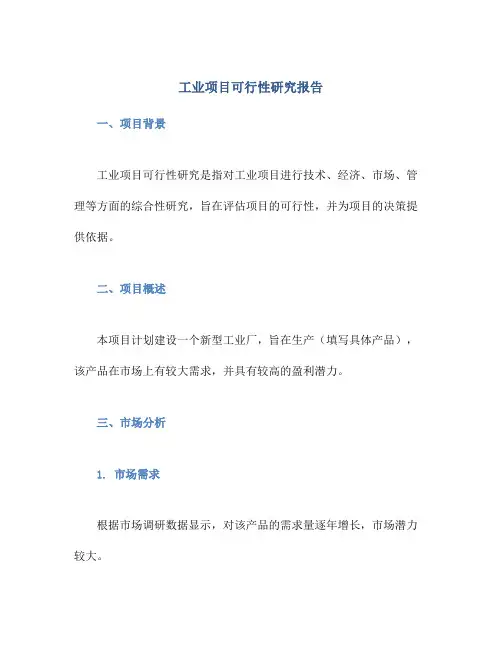 工业项目可行性研究报告