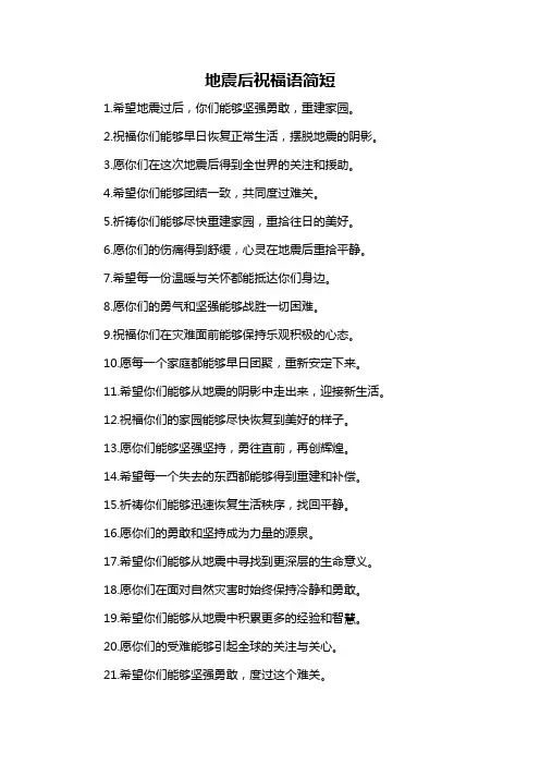 地震后祝福语简短-概述说明以及解释
