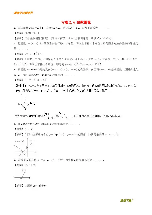 【名师推荐资料】(江苏专版)新2020年高考数学一轮复习 专题2.4 函数图像(练)(精品)