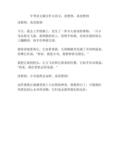 中考语文满分作文范文：没想到,真没想到