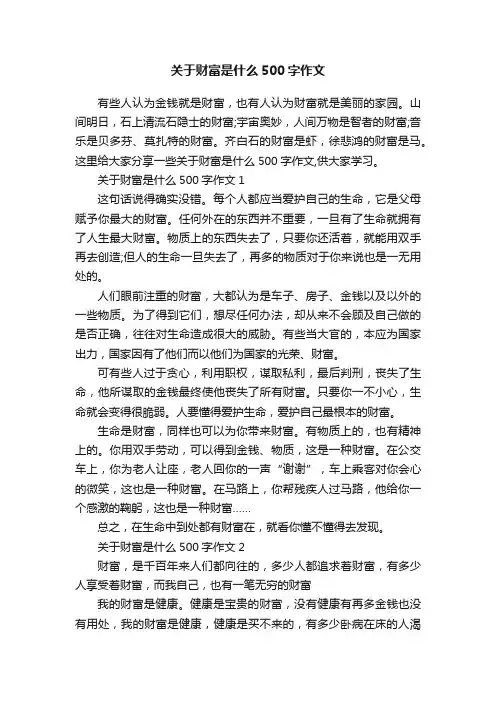 关于财富是什么500字作文