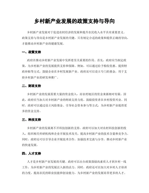 乡村新产业发展的政策支持与导向