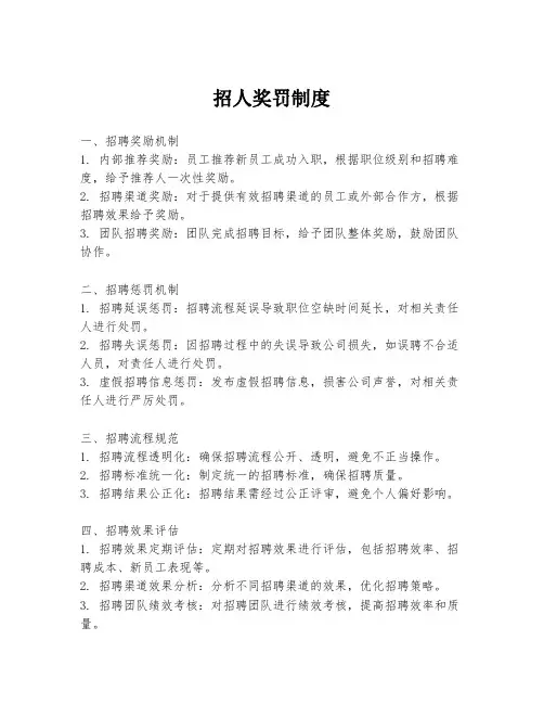 招人奖罚制度