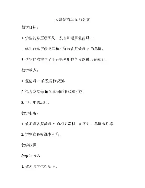 大班复韵母iu的教案