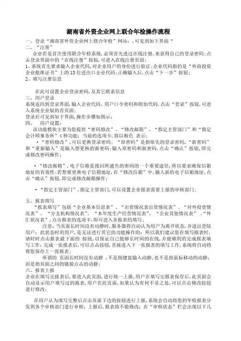 湖南省外资企业网上联合年检操作流程