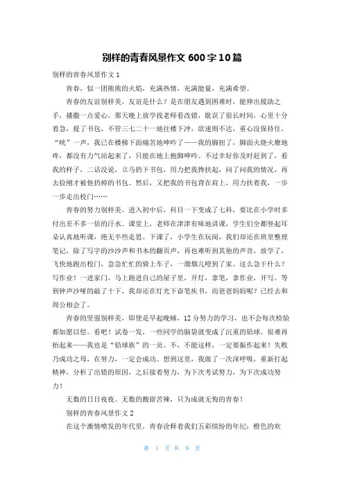 别样的青春风景作文600字10篇