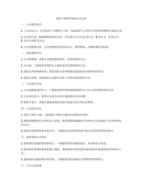 消防工程师背诵知识点总结