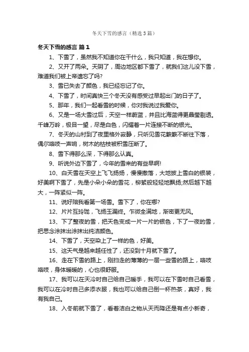 冬天下雪的感言（精选3篇）