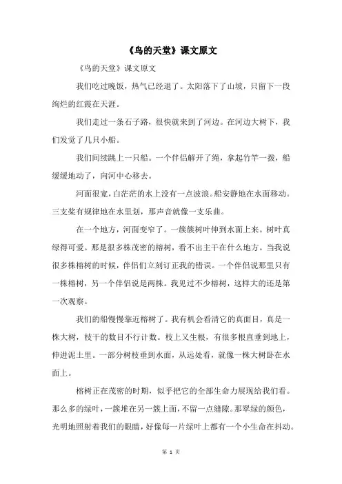 《鸟的天堂》课文原文
