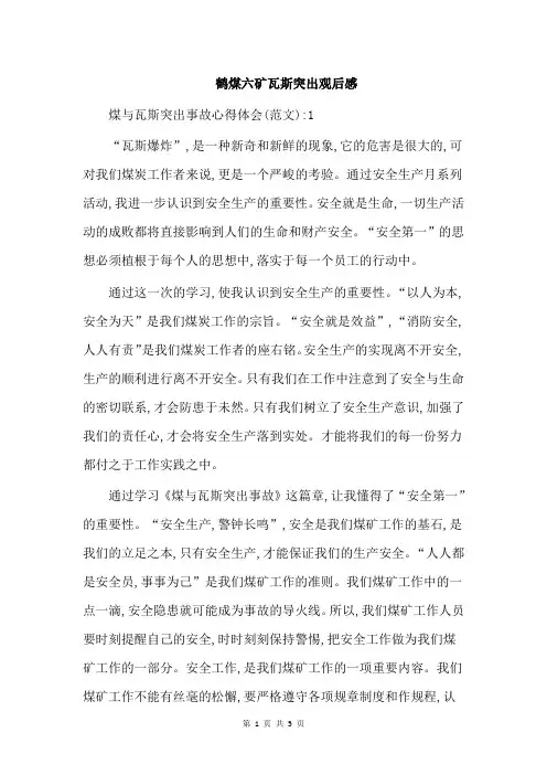 鹤煤六矿瓦斯突出观后感