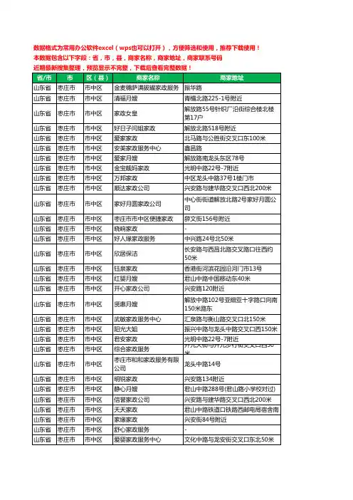 2020新版山东省枣庄市市中区家政服务工商企业公司商家名录名单联系电话号码地址大全37家