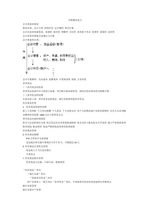会计专业---中财期末复习资料
