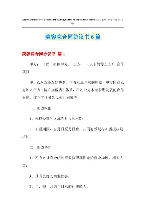 美容院合同协议书6篇