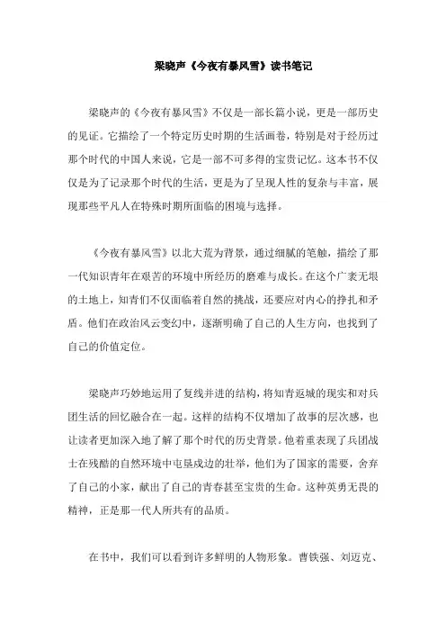梁晓声《今夜有暴风雪》读书笔记