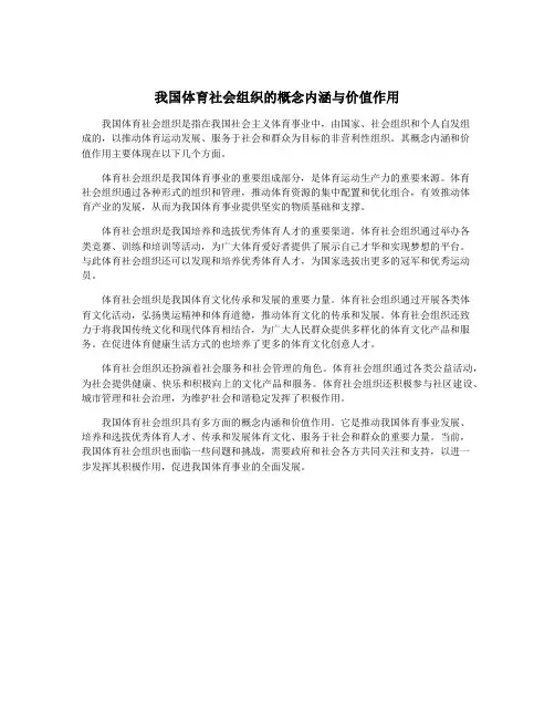 我国体育社会组织的概念内涵与价值作用