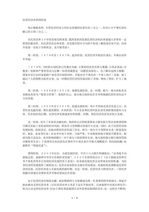 民营经济改革四阶段