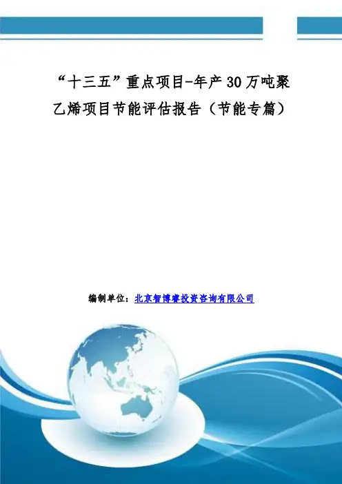 “十三五”重点项目-年产30万吨聚乙烯项目节能评估报告(节能专篇)