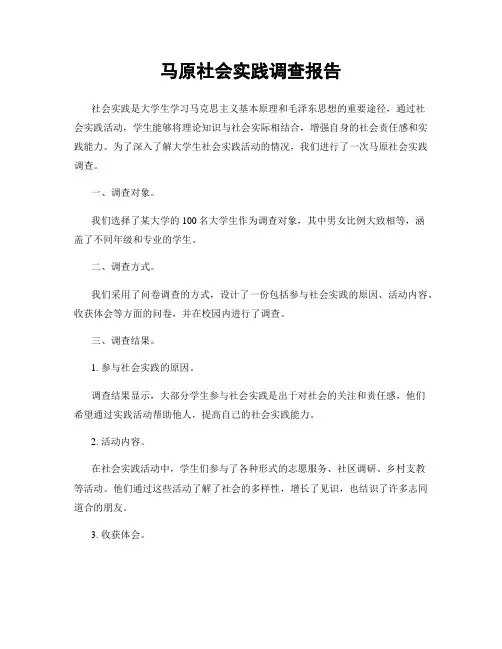 马原社会实践调查报告
