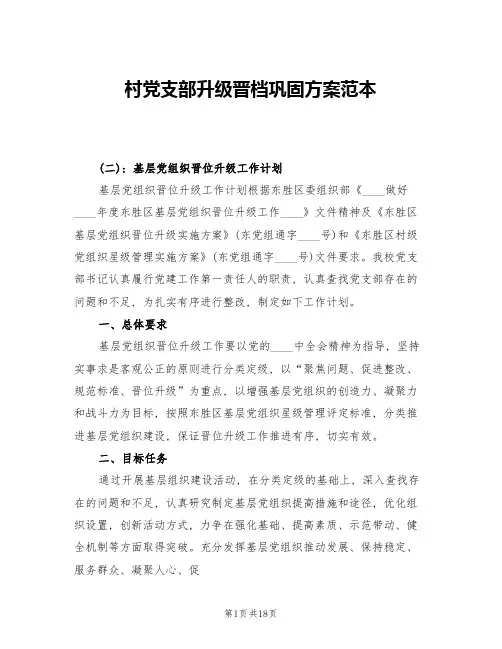 村党支部升级晋档巩固方案范本(5篇)