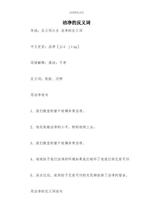 洁净的反义词