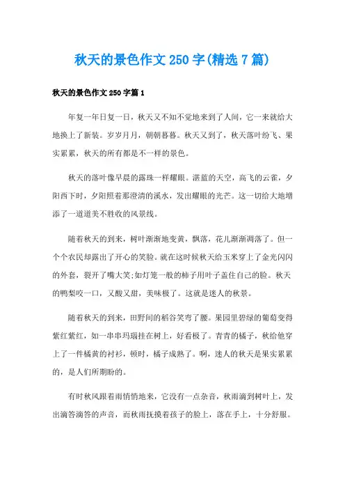 秋天的景色作文250字(精选7篇)
