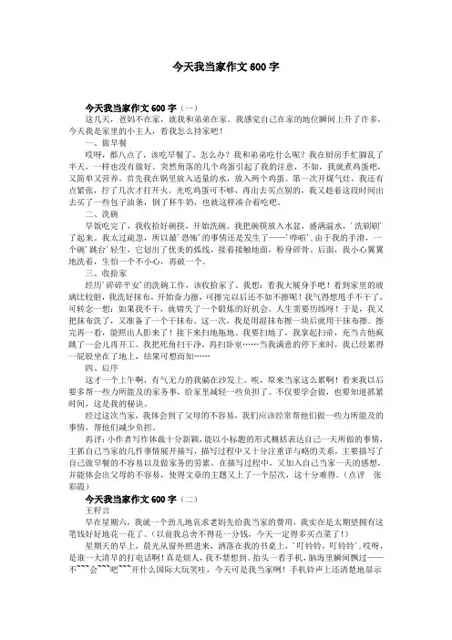 今天我当家作文600字