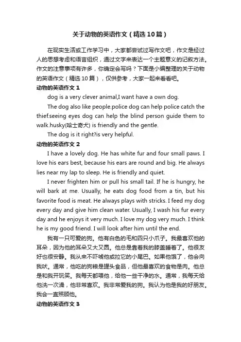 关于动物的英语作文（精选10篇）