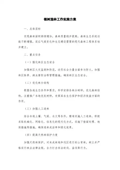 植树造林工作实施方案