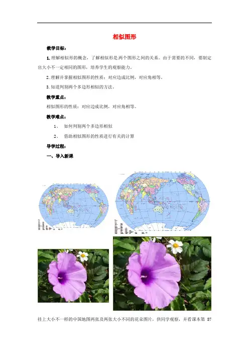 九年级数学上册 23.2 相似图形教案 (新版)华东师大版