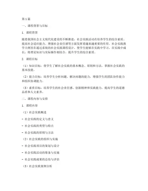 社会实践_教学大纲(3篇)